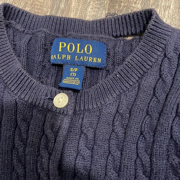 Polo Ralph Lauren Cable Knit Button Up Cardigan Sweater Lot - Light Blue & Navy - Picture 4 of 7